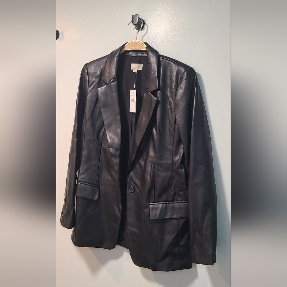 LOFT Faux Leather Women's Blazer, Black, 0